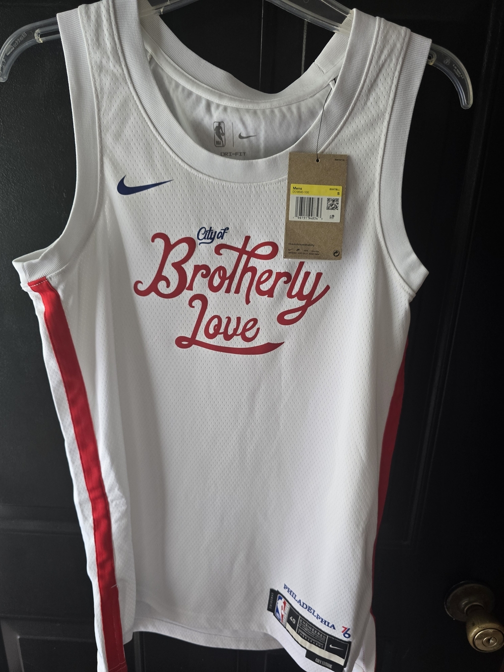 NEW! Nike Philadelphia "City of Brotherly Love" White Basketball Jersey SMALL
